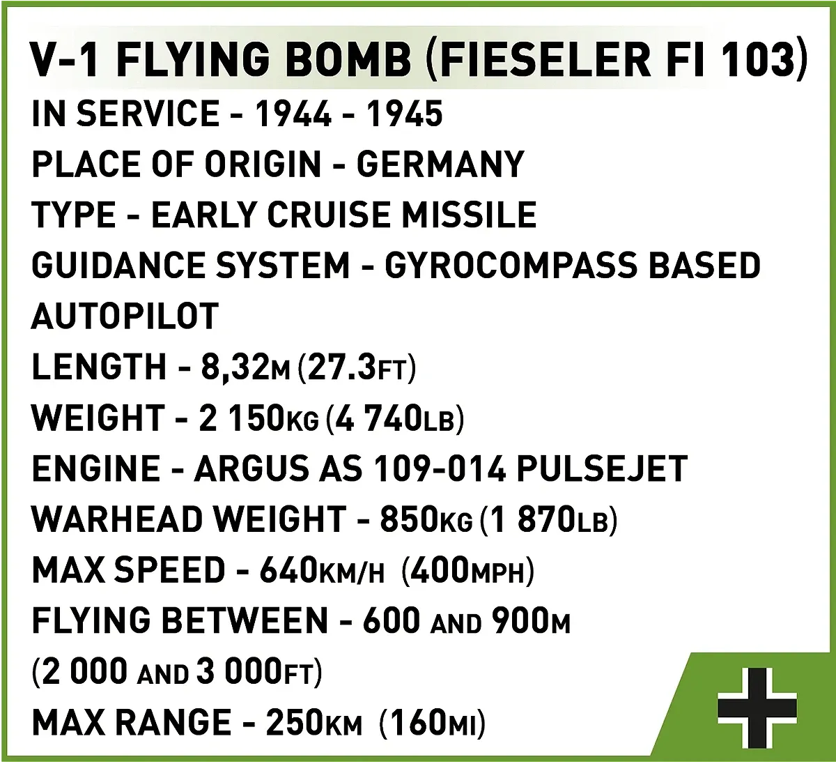 COBI 3134 V-1 Flugbombe (Fieseler Fi 103) - Limited Edition