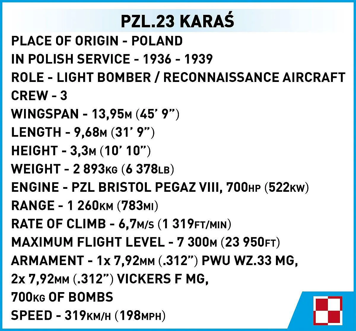 COBI 5751 PZL.23 Karaś